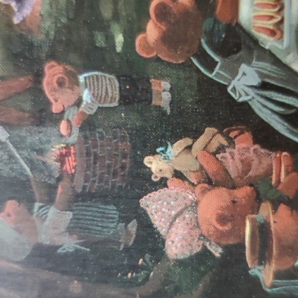 Picnic Family Bears Metal Tin Sign Baseball Outside Play Old Time Bike Park VTG - Picture 12 of 16